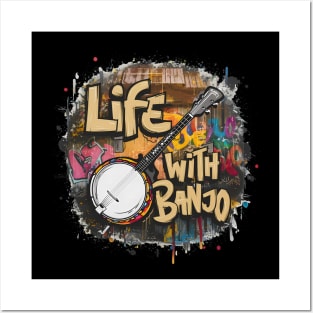 Life With banjo, Banjo Graffiti Design Posters and Art